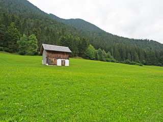 Heuschober auf Almwiese