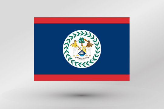 3D Isometric Flag Illustration of the country of  Belize