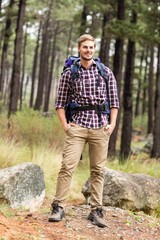 Portrait of a young handsome hiker