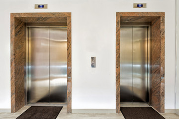 Elevators in hotel lobby