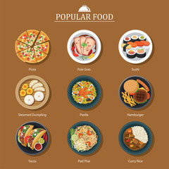 set of popular food