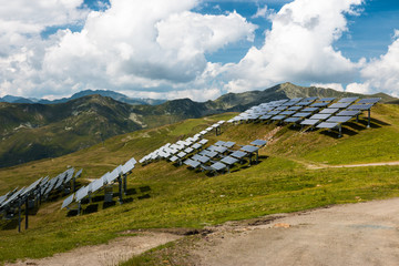 environment friendly solar panel installation in the mountains in austria