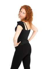 Fototapeta premium Beautiful woman doing different expressions in different sets of clothes: posing