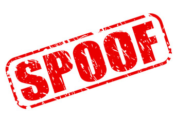 SPOOF red stamp text