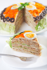 Salty pancake cake