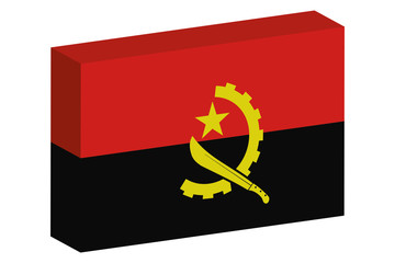 3D Isometric Flag Illustration of the country of  Angola
