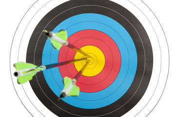 Archery target hit by three arrows - 89518547