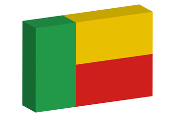3D Isometric Flag Illustration of the country of  Benin
