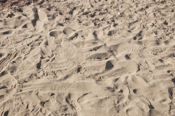 Footprints in sand.