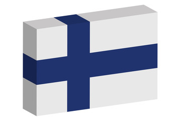 3D Isometric Flag Illustration of the country of  Finland
