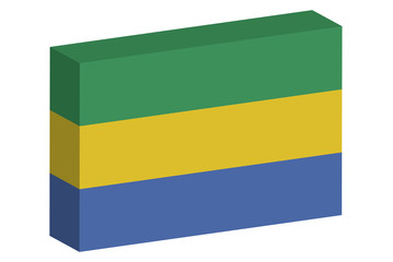 3D Isometric Flag Illustration of the country of  Gabon