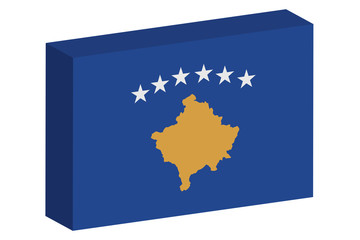 3D Isometric Flag Illustration of the country of  Kosovo