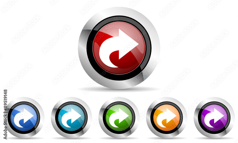 Poster next vector icons set modern design with shadow on white background 