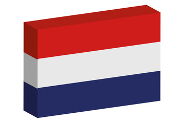 3D Isometric Flag Illustration of the country of  Netherlands