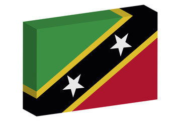 3D Isometric Flag Illustration of the country of  Saint Kitts an