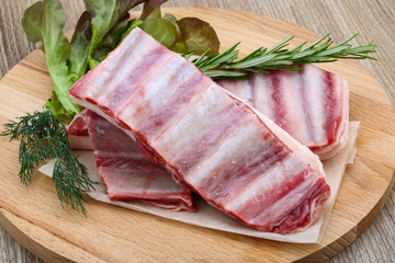 Raw lamb ribs