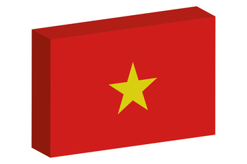 3D Isometric Flag Illustration of the country of  Vietnam