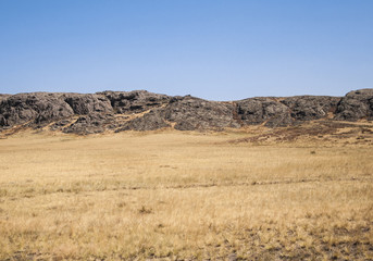 Landscape of the rock under the blue sky