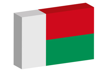 3D Isometric Flag Illustration of the country of  lags_3D-2_Mada