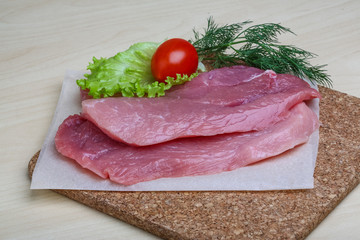 Raw pork schnitzel