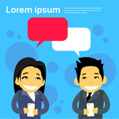 Business People Asian Couple Man and Woman Cartoon Character