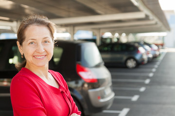 woman in parking lot