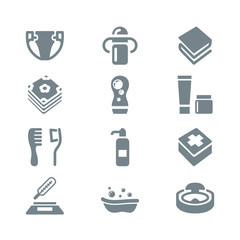 Fototapeta premium baby's things icon set gray