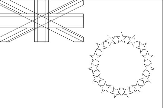 Skeleton  Flag Illustration of the country of  Cook Islands