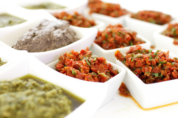 sauces and snacks at the buffet
