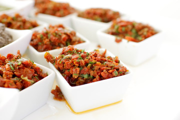 sauces and snacks at the buffet
