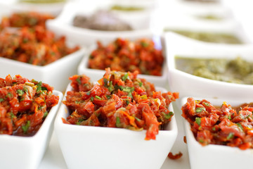 sauces and snacks at the buffet