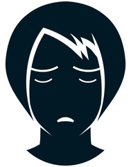 Vector sad girl illustration isolated on white