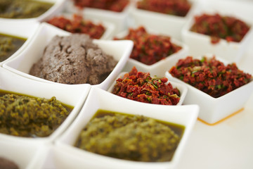 sauces and snacks at the buffet