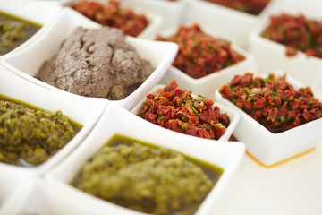 sauces and snacks at the buffet