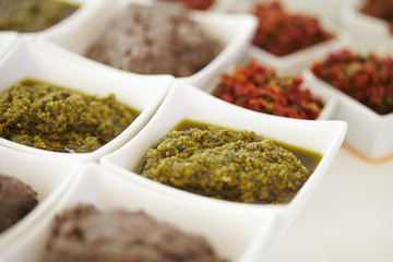 sauces and snacks at the buffet