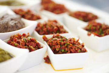 sauces and snacks at the buffet