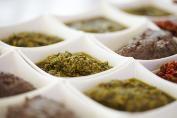 sauces and snacks at the buffet