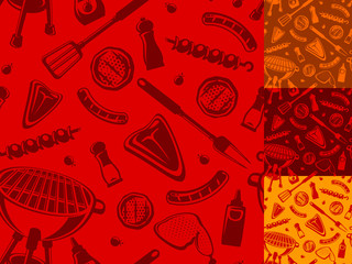 Seamless BBQ background in four color schemes.