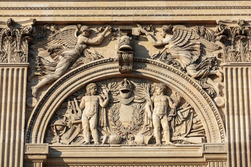 Fototapeta premium Paris - Architectural fragments of Louvre building. Louvre Museum is one of the largest and most visited museums worldwide.