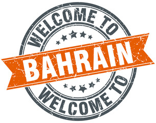 welcome to Bahrain orange round ribbon stamp