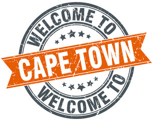 welcome to Cape Town orange round ribbon stamp