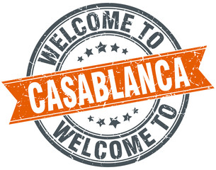 welcome to Casablanca orange round ribbon stamp