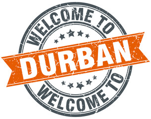 welcome to Durban orange round ribbon stamp