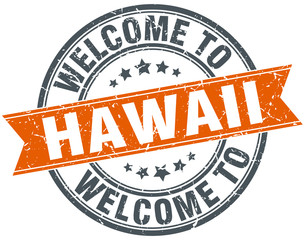 welcome to Hawaii orange round ribbon stamp