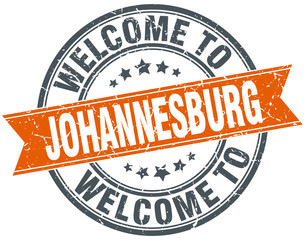 welcome to Johannesburg orange round ribbon stamp