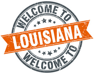 welcome to Louisiana orange round ribbon stamp