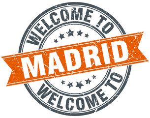 welcome to Madrid orange round ribbon stamp