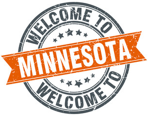 welcome to Minnesota orange round ribbon stamp