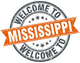 welcome to Mississippi orange round ribbon stamp