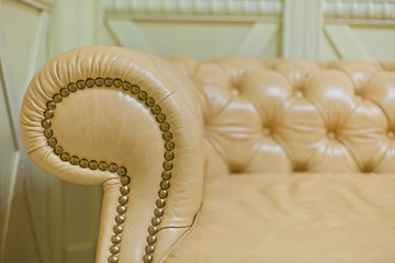 Close up of brown armchair for furniture